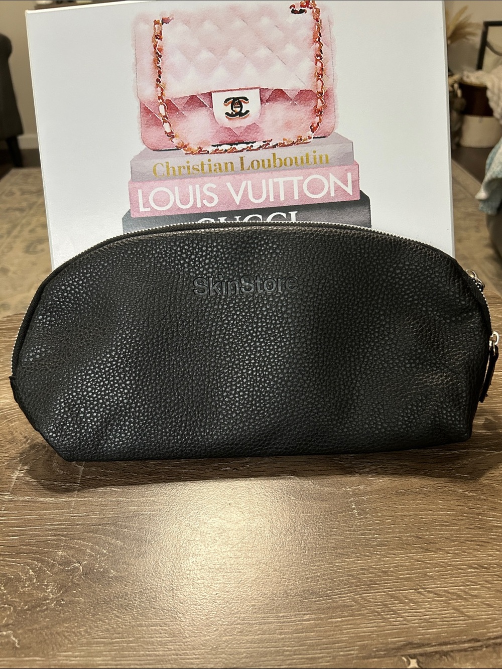 Black Pebbled Leather Cosmetic Case